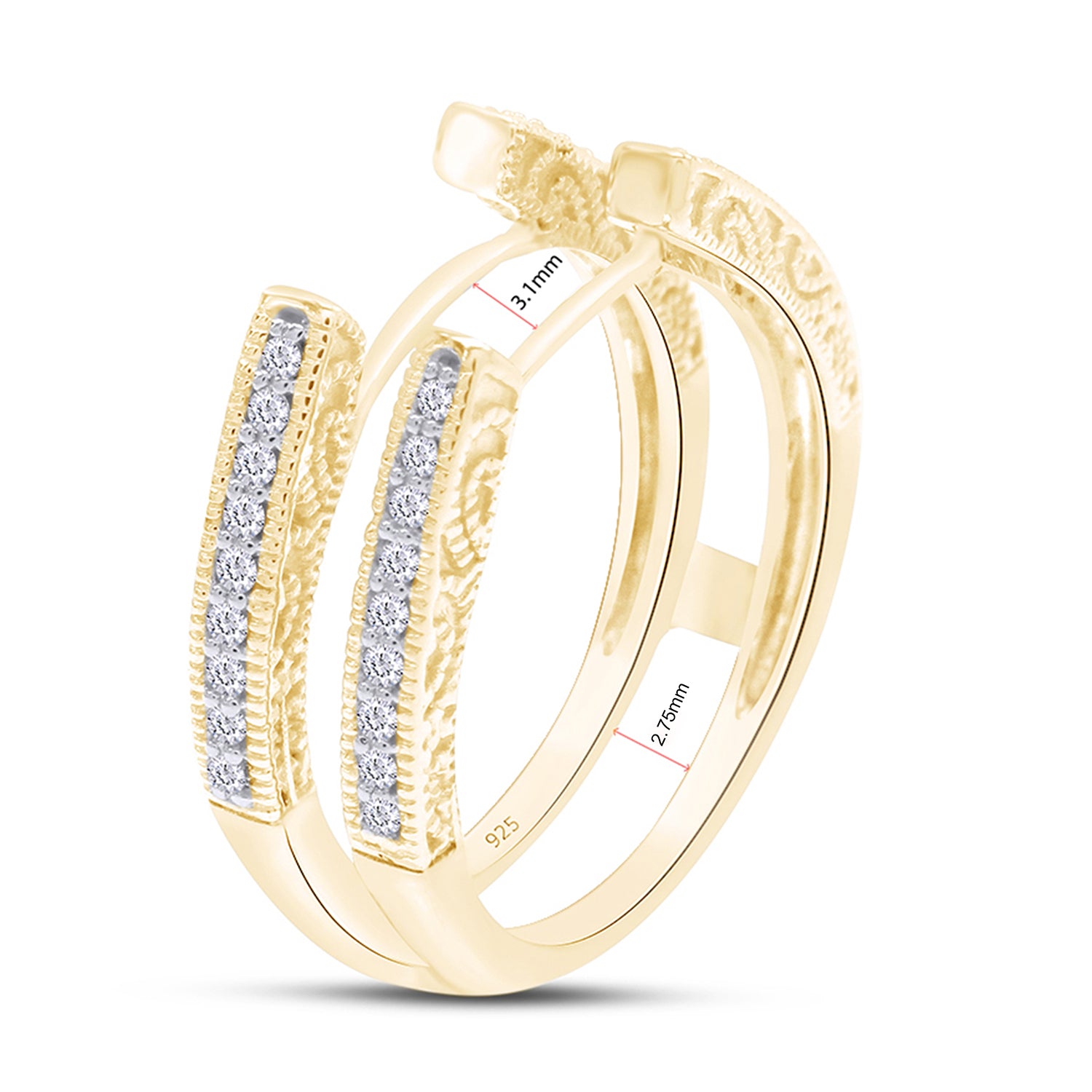 Cathedral Guard Enhancer Wedding Ring Cubic Zirconia Sterling Silver