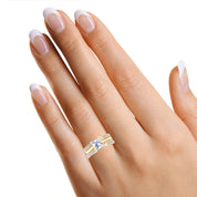 Cathedral Guard Enhancer Wedding Ring Cubic Zirconia Sterling Silver