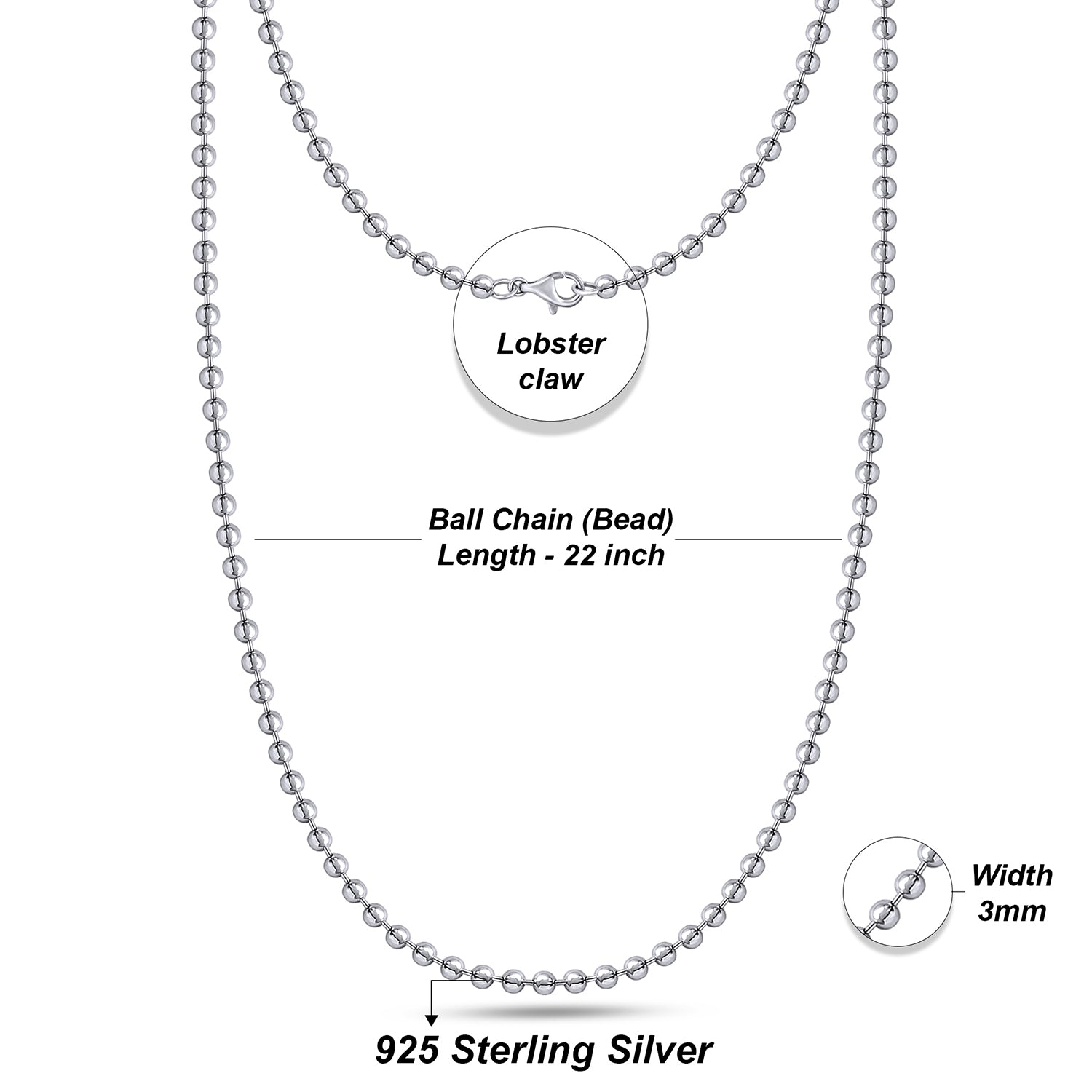 Ball Bead Chain Necklace for Women and Men