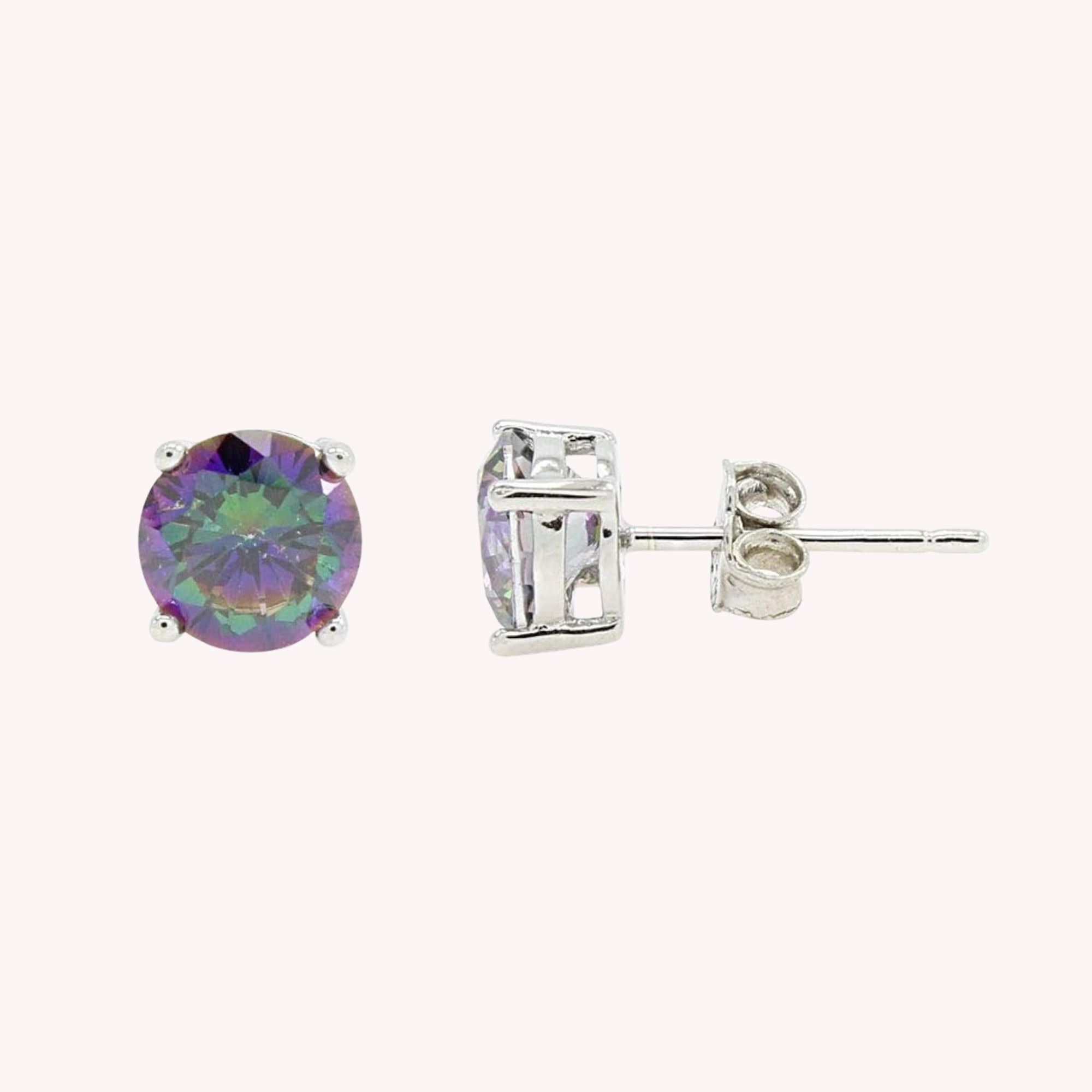 6–7mm Rainbow Gemstone Mystic Topaz Stud Earrings