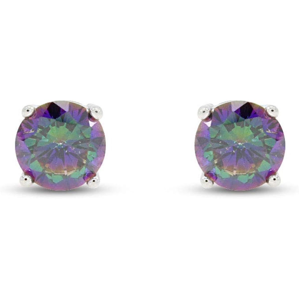 6–7mm Rainbow Gemstone Mystic Topaz Stud Earrings
