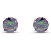 6–7mm Rainbow Gemstone Mystic Topaz Stud Earrings