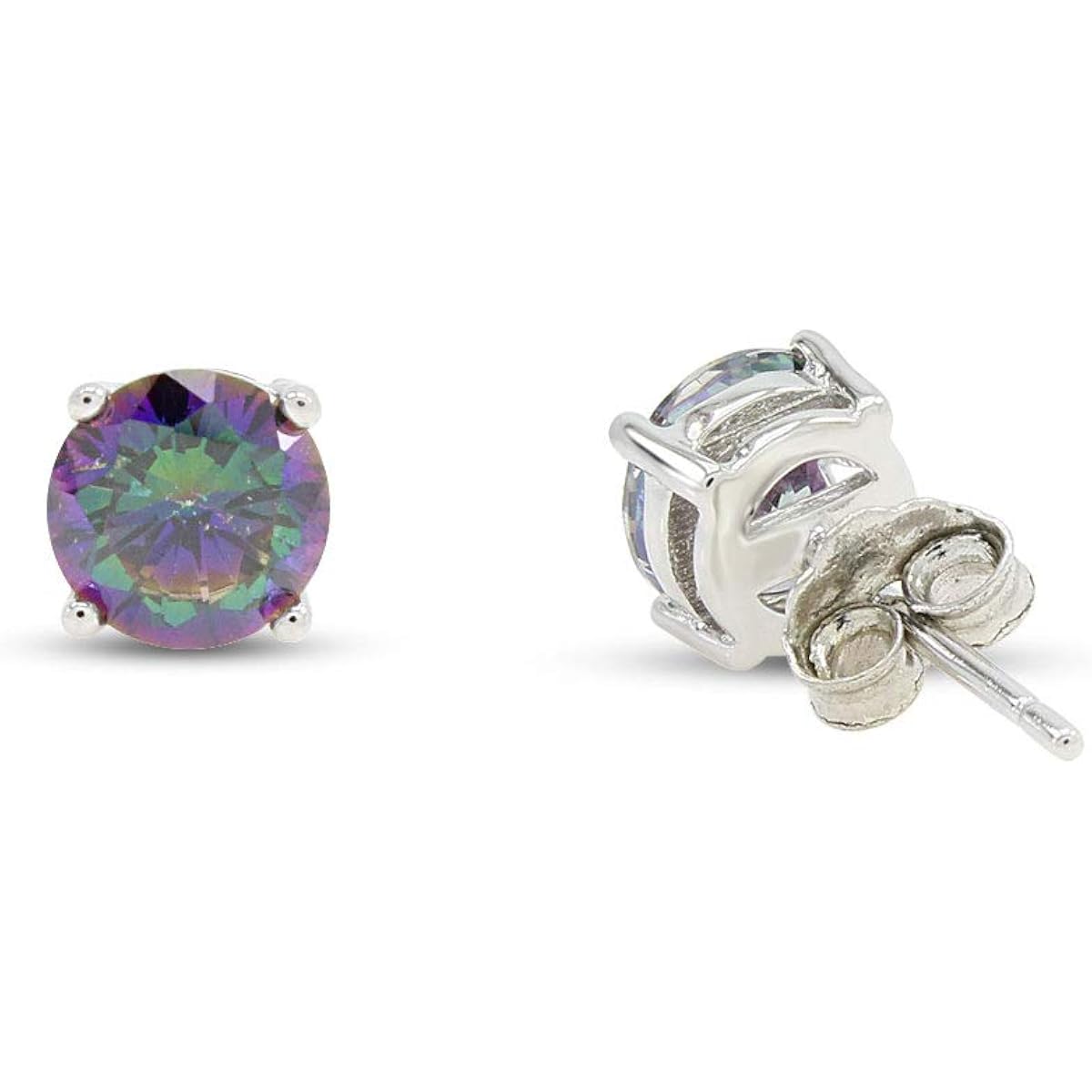 6–7mm Rainbow Gemstone Mystic Topaz Stud Earrings