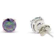 6–7mm Rainbow Gemstone Mystic Topaz Stud Earrings