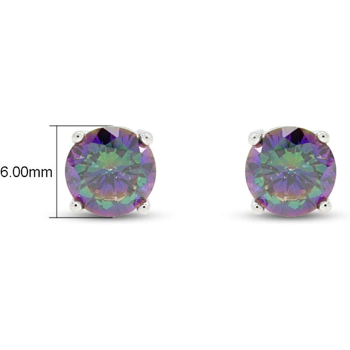 6–7mm Rainbow Gemstone Mystic Topaz Stud Earrings