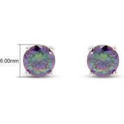 6–7mm Rainbow Gemstone Mystic Topaz Stud Earrings
