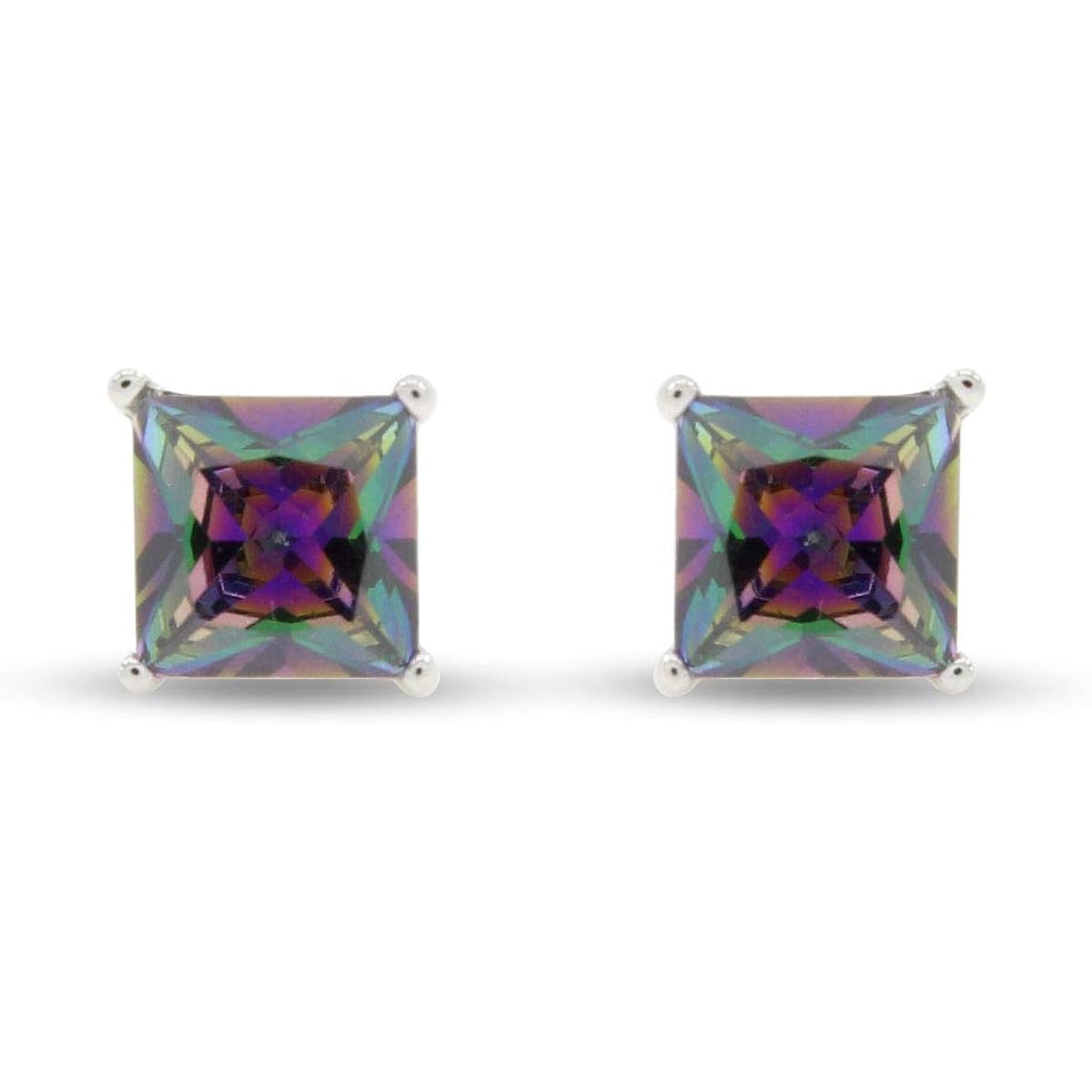 6–7mm Rainbow Gemstone Mystic Topaz Stud Earrings