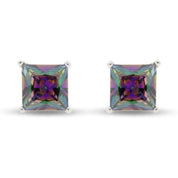 6–7mm Rainbow Gemstone Mystic Topaz Stud Earrings
