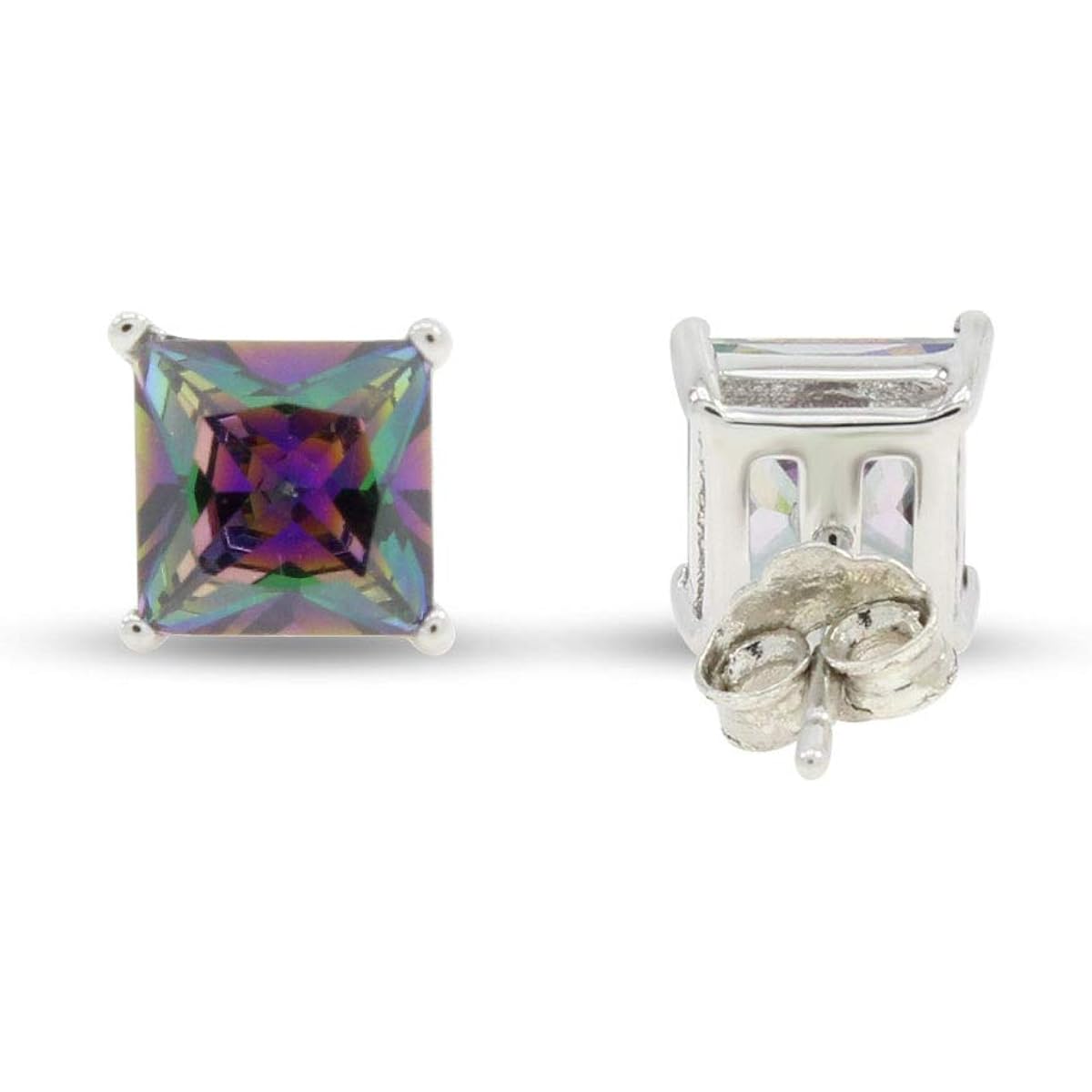 6–7mm Rainbow Gemstone Mystic Topaz Stud Earrings