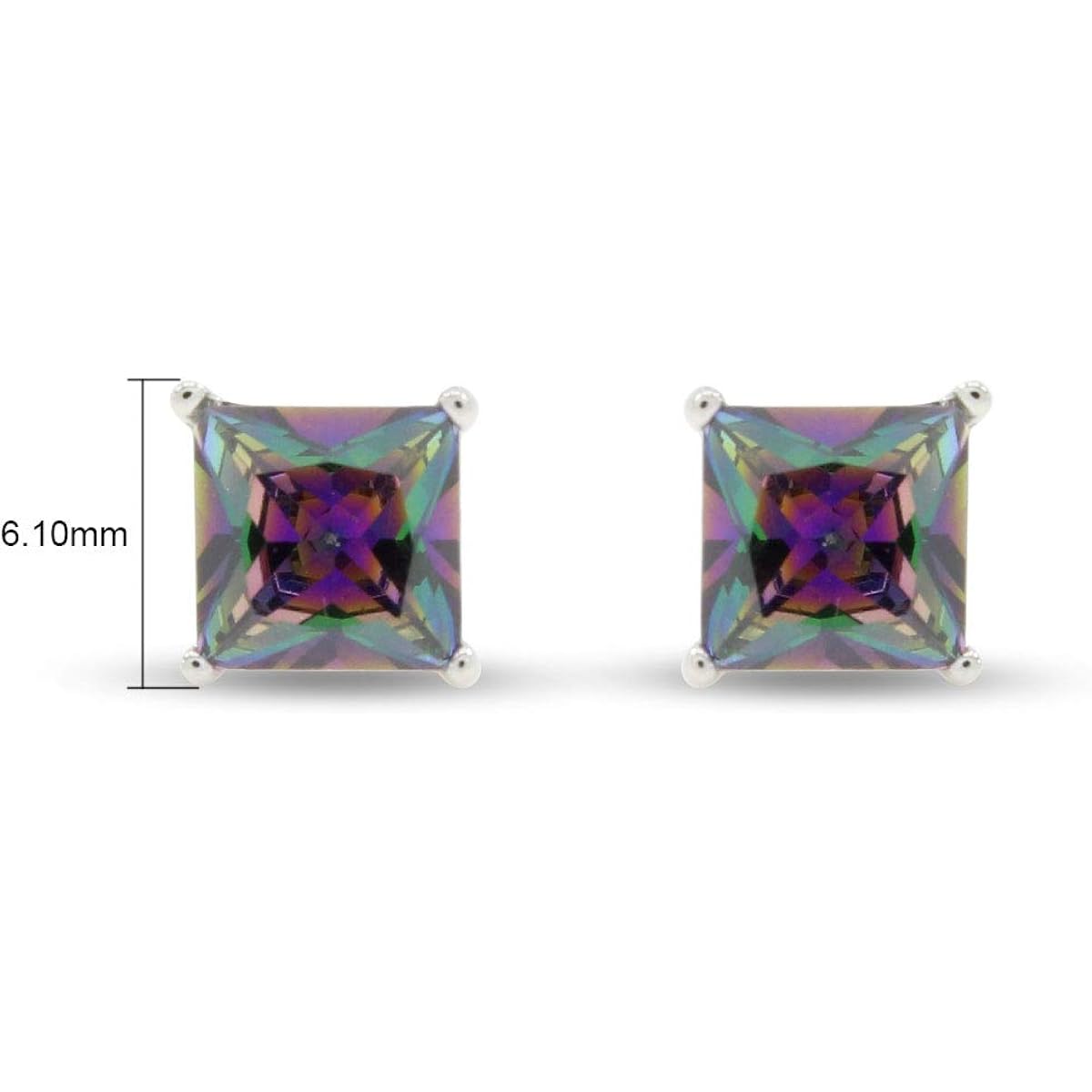 6–7mm Rainbow Gemstone Mystic Topaz Stud Earrings