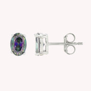 6–7mm Rainbow Gemstone Mystic Topaz Stud Earrings