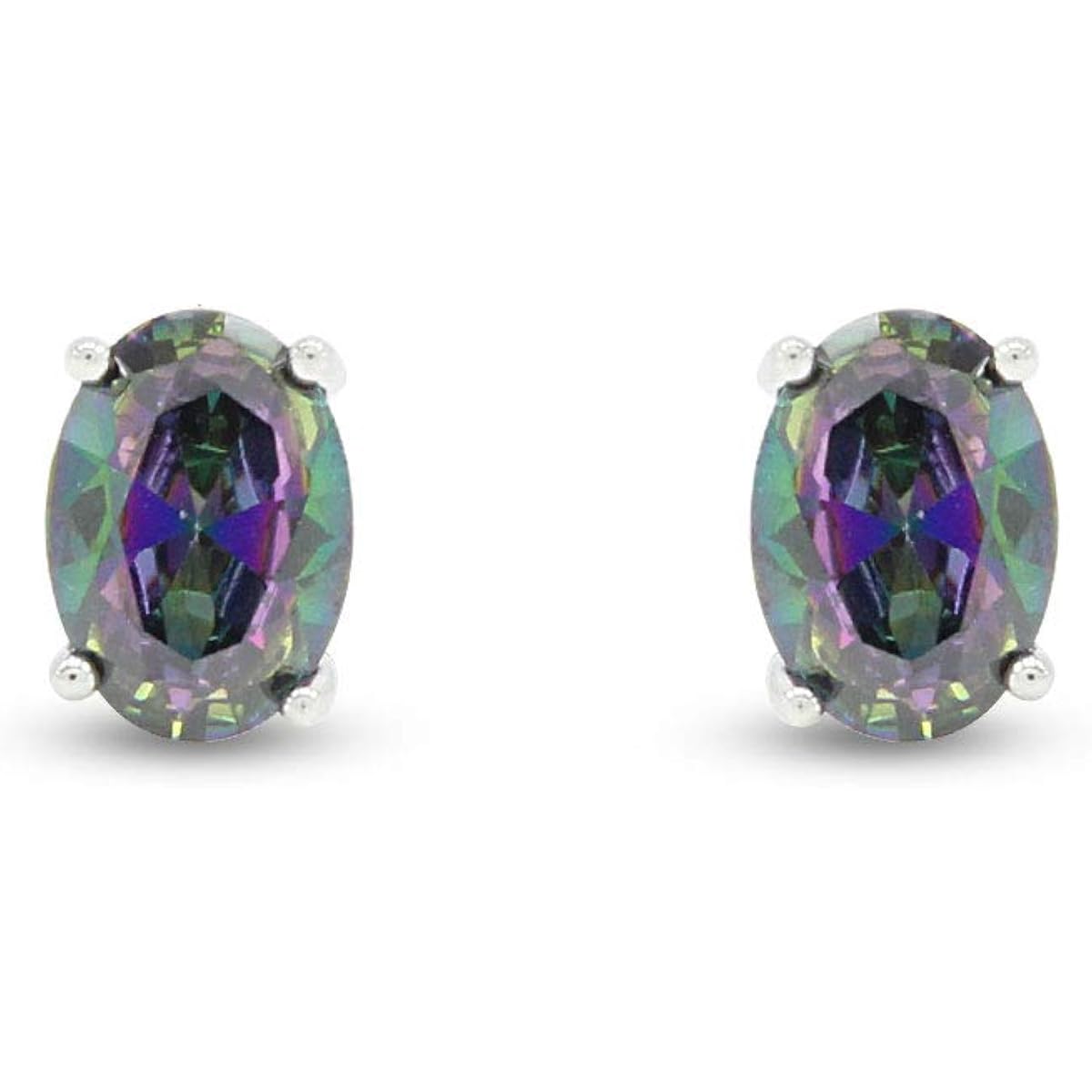 6–7mm Rainbow Gemstone Mystic Topaz Stud Earrings