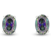 6–7mm Rainbow Gemstone Mystic Topaz Stud Earrings
