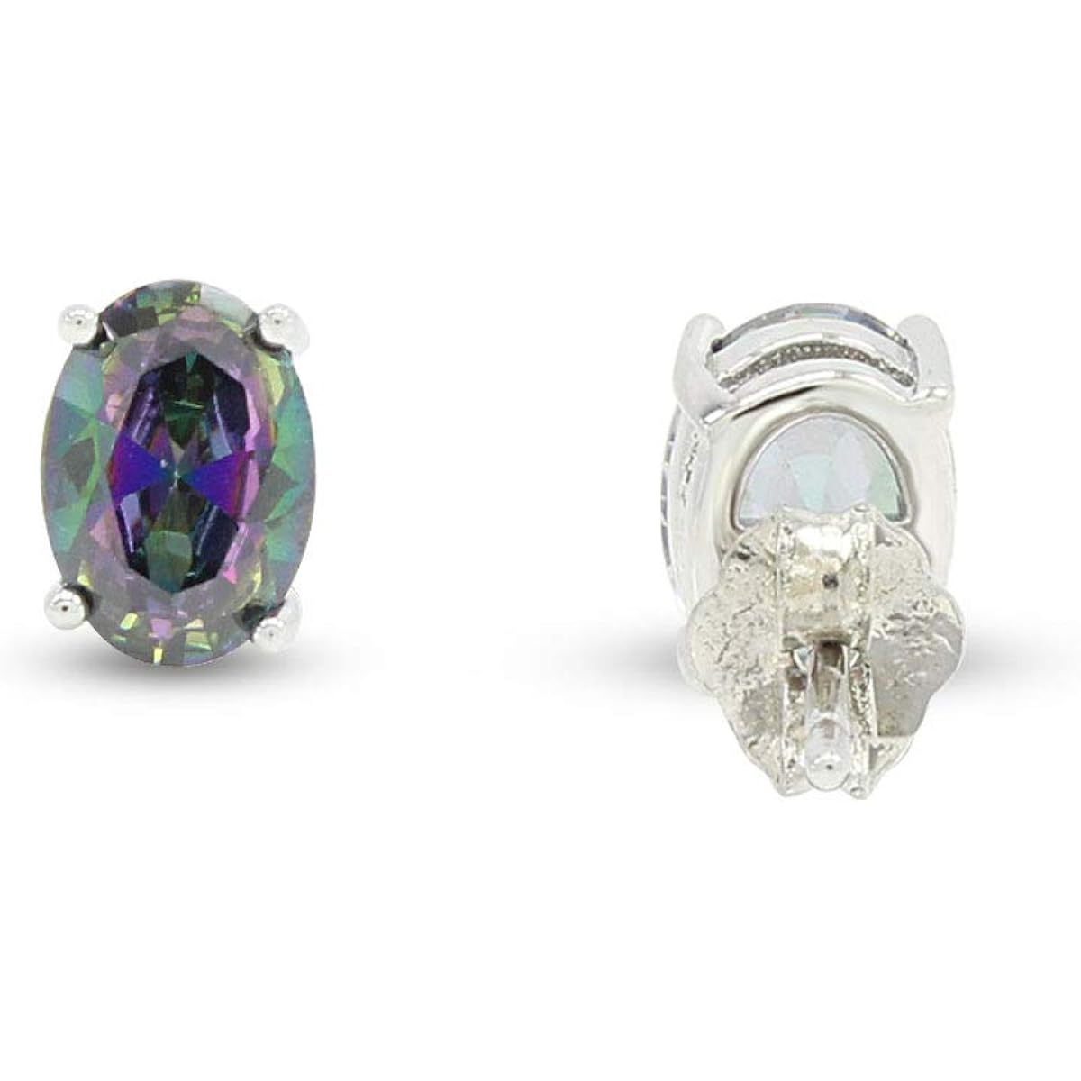 6–7mm Rainbow Gemstone Mystic Topaz Stud Earrings