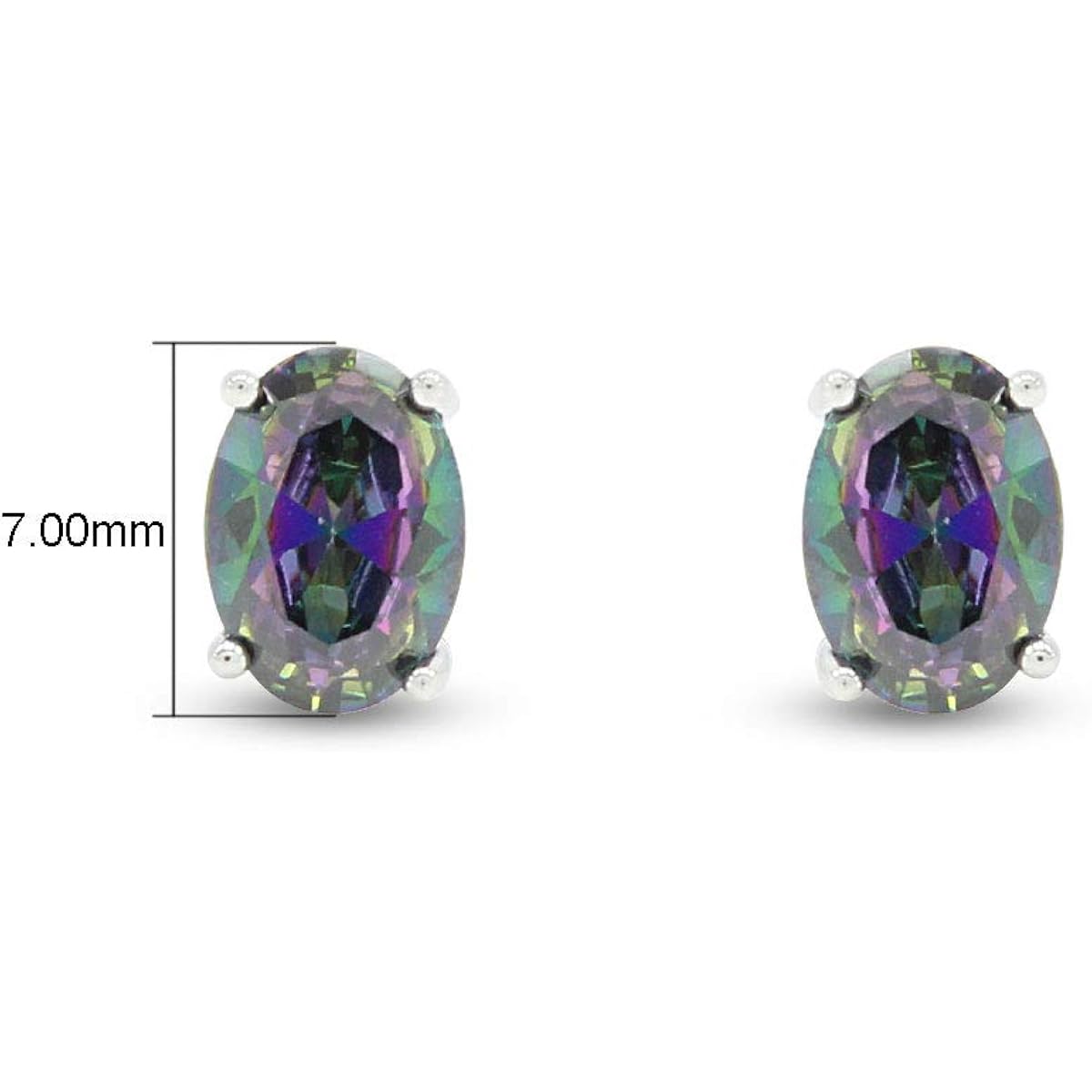6–7mm Rainbow Gemstone Mystic Topaz Stud Earrings