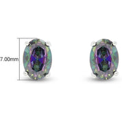 6–7mm Rainbow Gemstone Mystic Topaz Stud Earrings