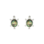 Abalone Shell Animal (Dolphin, Turtle) 14k White Gold Over Sterling Silver Stud Earrings
