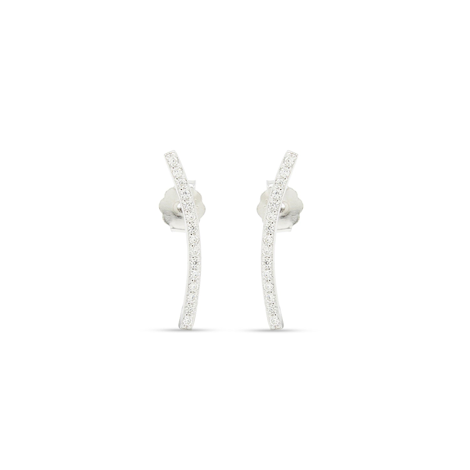 Cubic Zirconia Dainty Curved Bar Stud Earrings