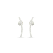 Cubic Zirconia Dainty Curved Bar Stud Earrings