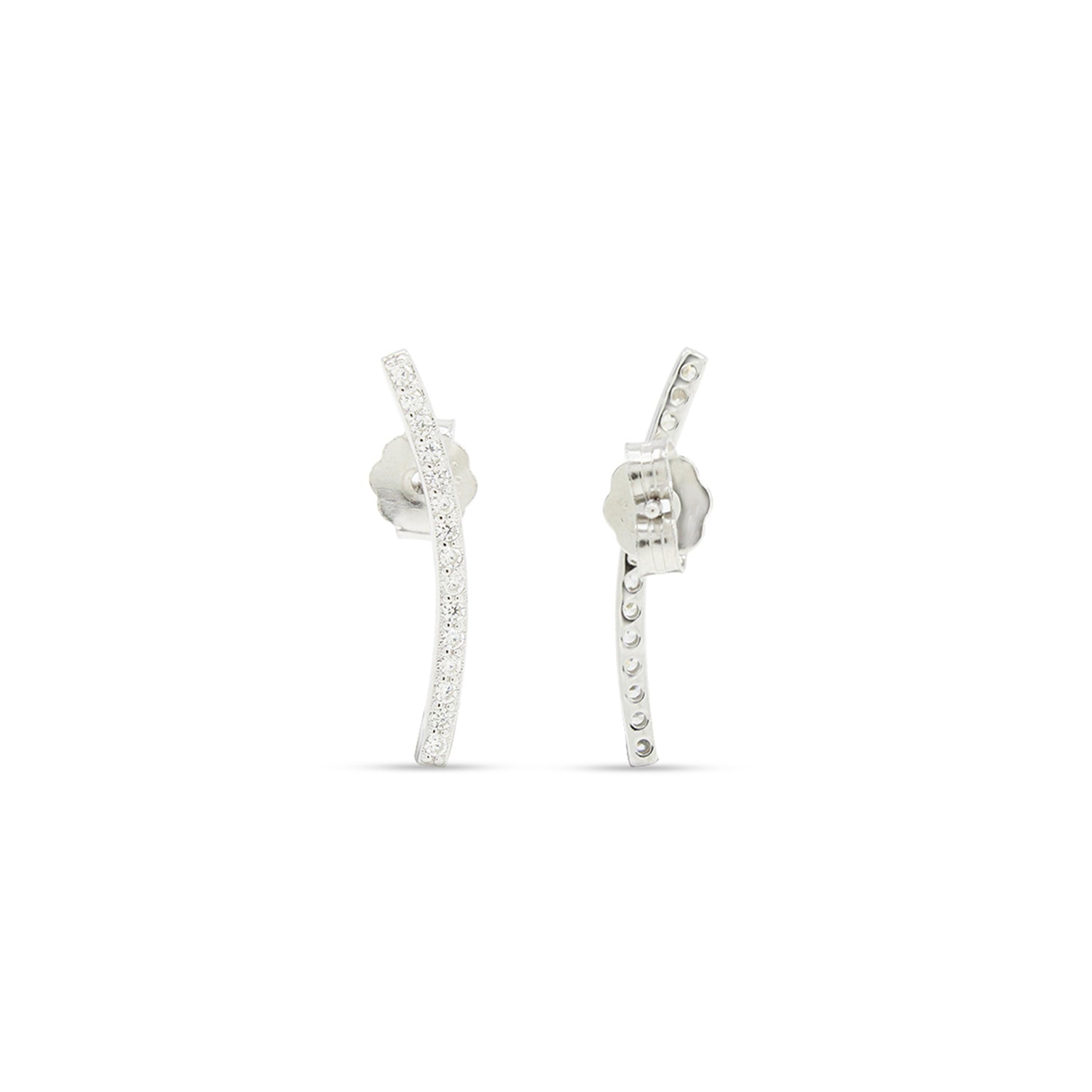 Cubic Zirconia Dainty Curved Bar Stud Earrings