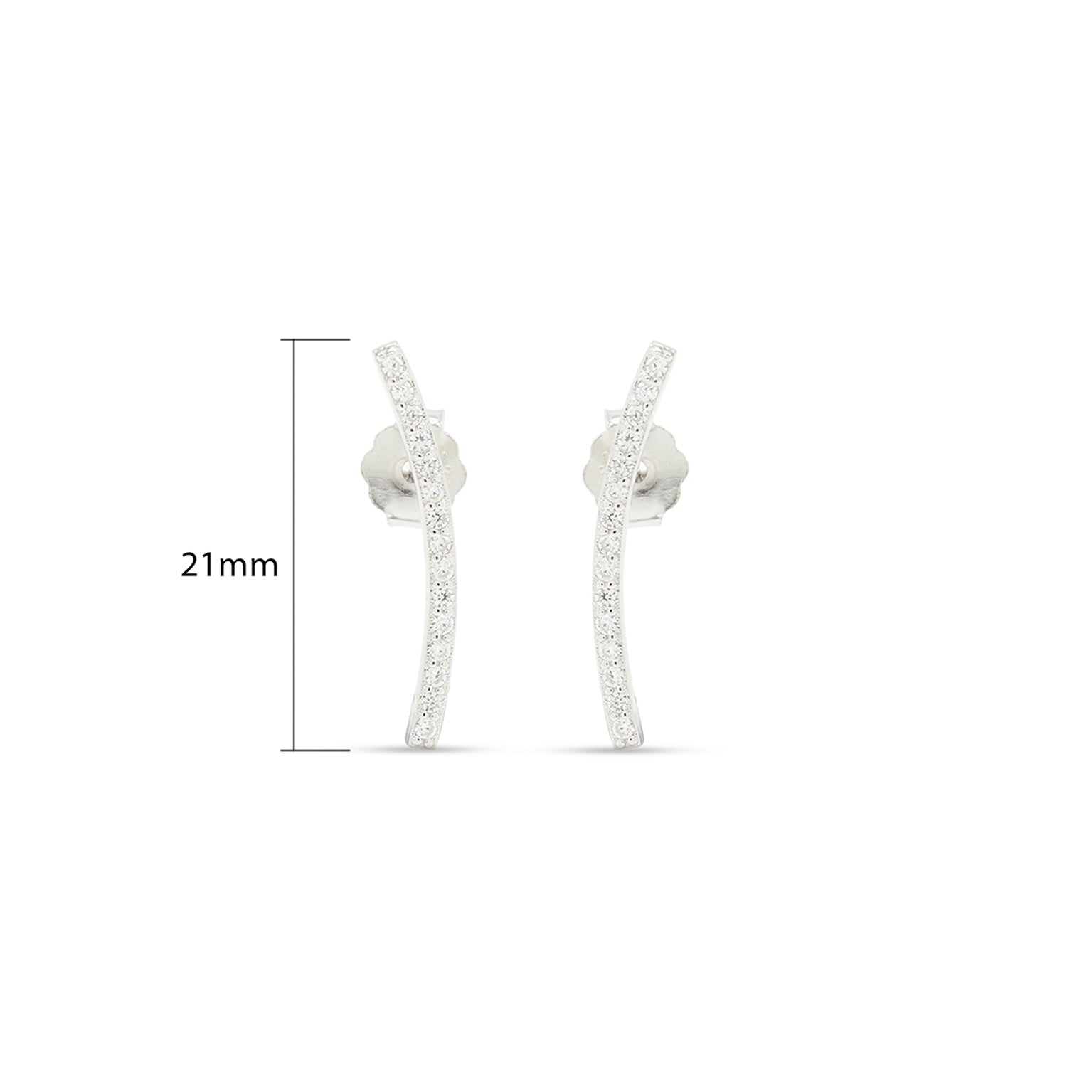 Cubic Zirconia Dainty Curved Bar Stud Earrings