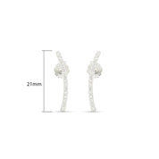 Cubic Zirconia Dainty Curved Bar Stud Earrings
