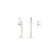 Cubic Zirconia Dainty Curved Bar Stud Earrings