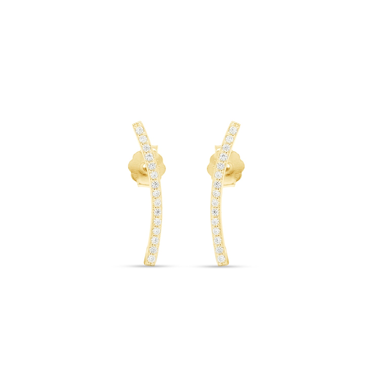 Cubic Zirconia Dainty Curved Bar Stud Earrings