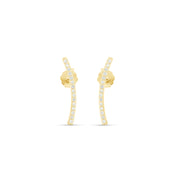 Cubic Zirconia Dainty Curved Bar Stud Earrings