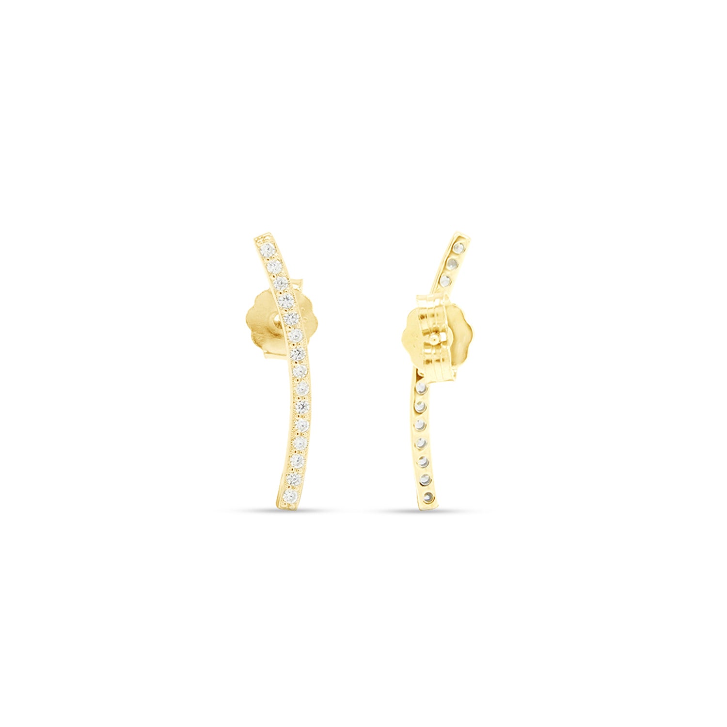 Cubic Zirconia Dainty Curved Bar Stud Earrings
