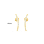 Cubic Zirconia Dainty Curved Bar Stud Earrings