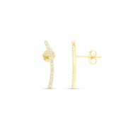 Cubic Zirconia Dainty Curved Bar Stud Earrings