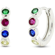 Bezel Set Hoop Earrings Multi Color Gemstone Earrings