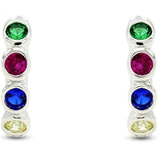 Bezel Set Hoop Earrings Multi Color Gemstone Earrings