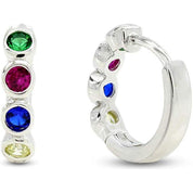 Bezel Set Hoop Earrings Multi Color Gemstone Earrings