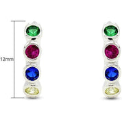 Bezel Set Hoop Earrings Multi Color Gemstone Earrings