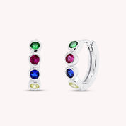 Bezel Set Hoop Earrings Multi Color Gemstone Earrings