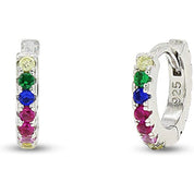 Small Tiny Hoop Earrings Multi Color Gemstone Earrings