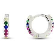 Small Tiny Hoop Earrings Multi Color Gemstone Earrings