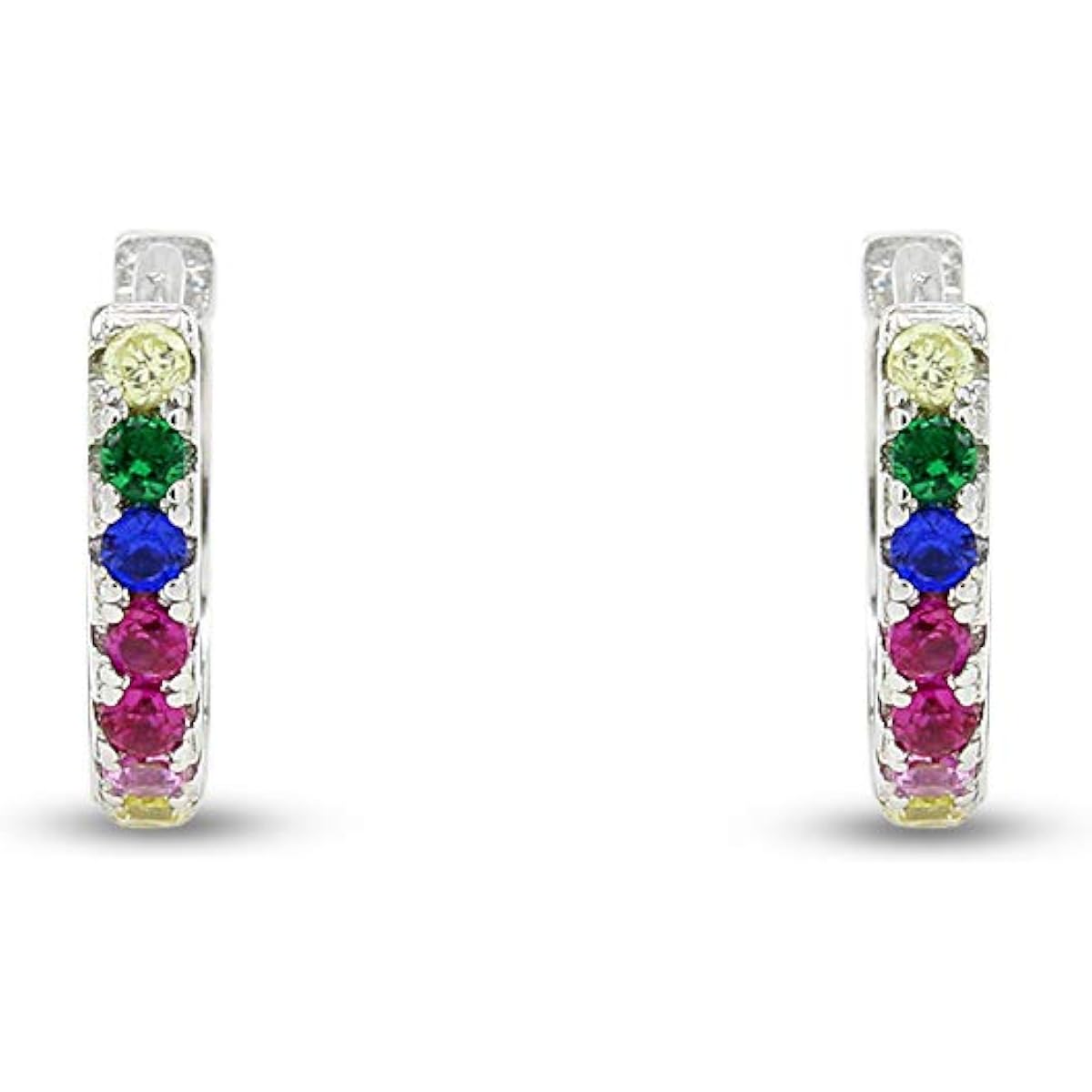 Small Tiny Hoop Earrings Multi Color Gemstone Earrings