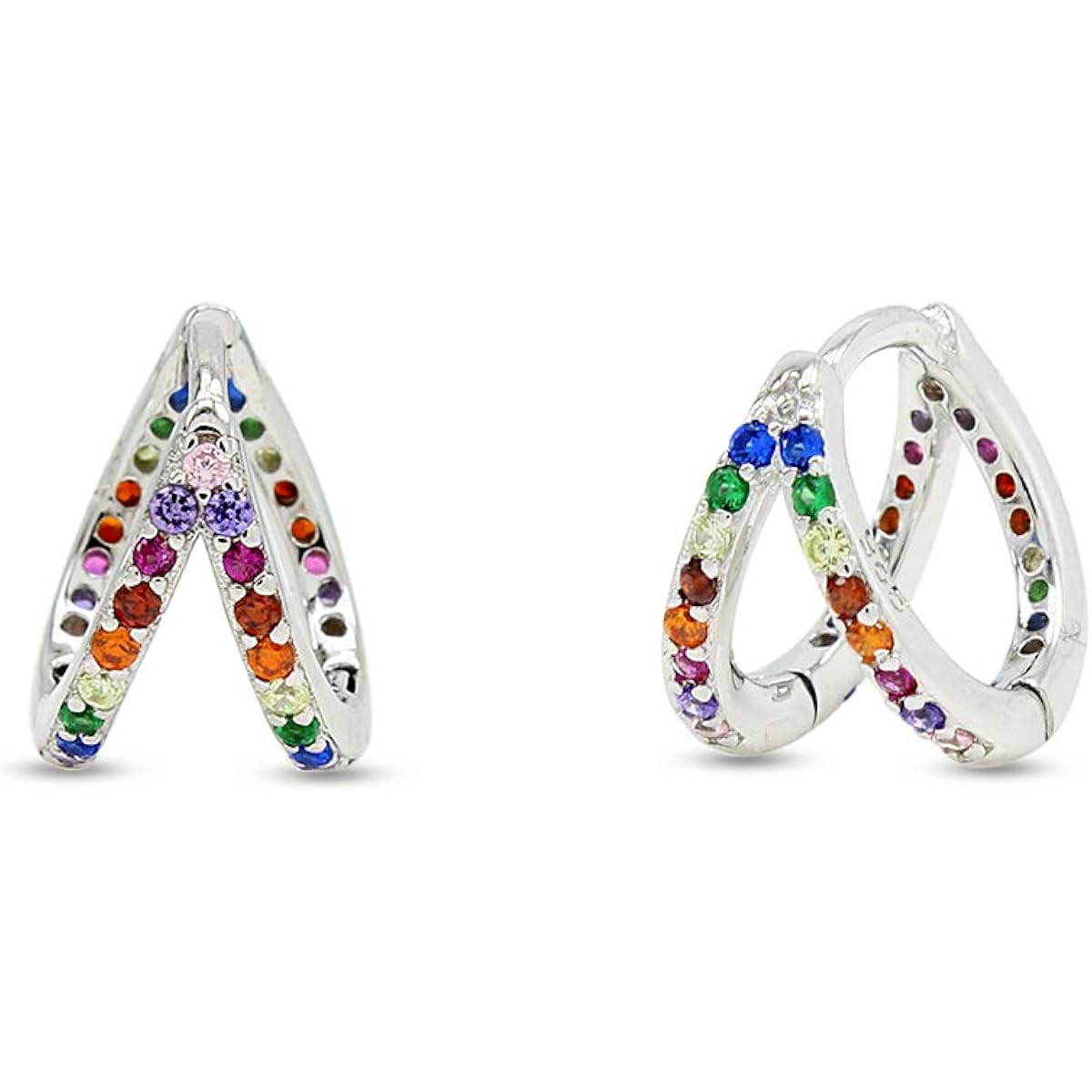 Small Tiny Infinite Hoop Earrings Multi Color Gemstone Earrings