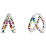 Small Tiny Infinite Hoop Earrings Multi Color Gemstone Earrings