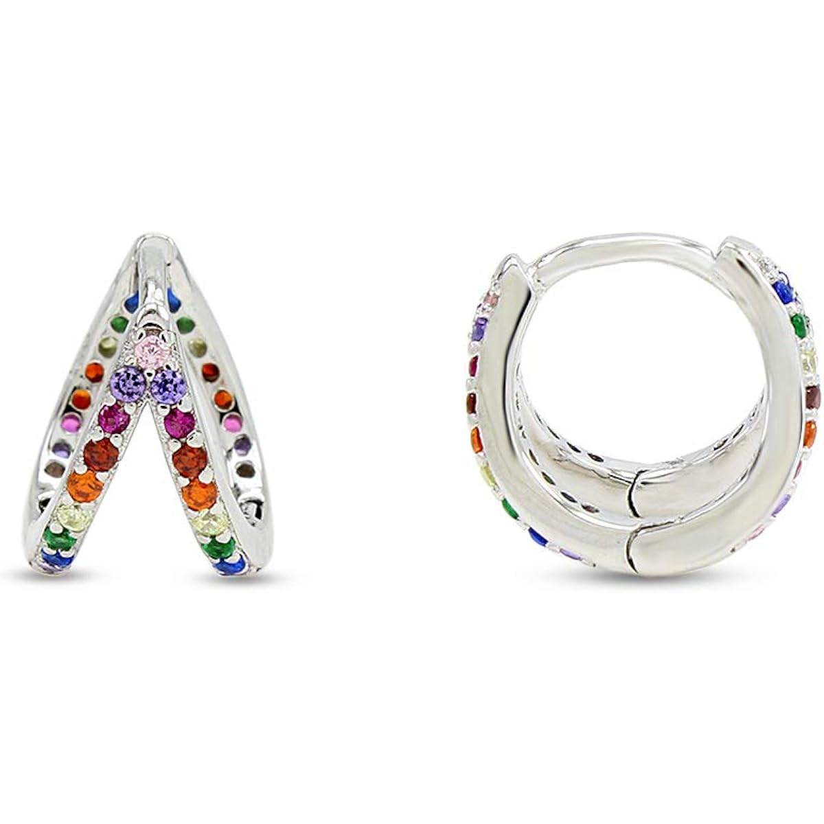 Small Tiny Infinite Hoop Earrings Multi Color Gemstone Earrings