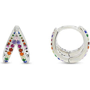 Small Tiny Infinite Hoop Earrings Multi Color Gemstone Earrings