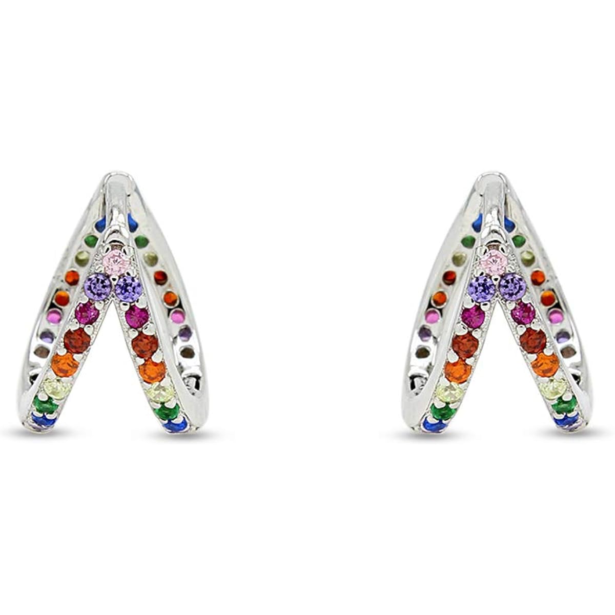 Small Tiny Infinite Hoop Earrings Multi Color Gemstone Earrings