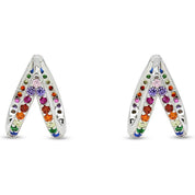 Small Tiny Infinite Hoop Earrings Multi Color Gemstone Earrings