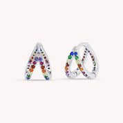 Small Tiny Infinite Hoop Earrings Multi Color Gemstone Earrings
