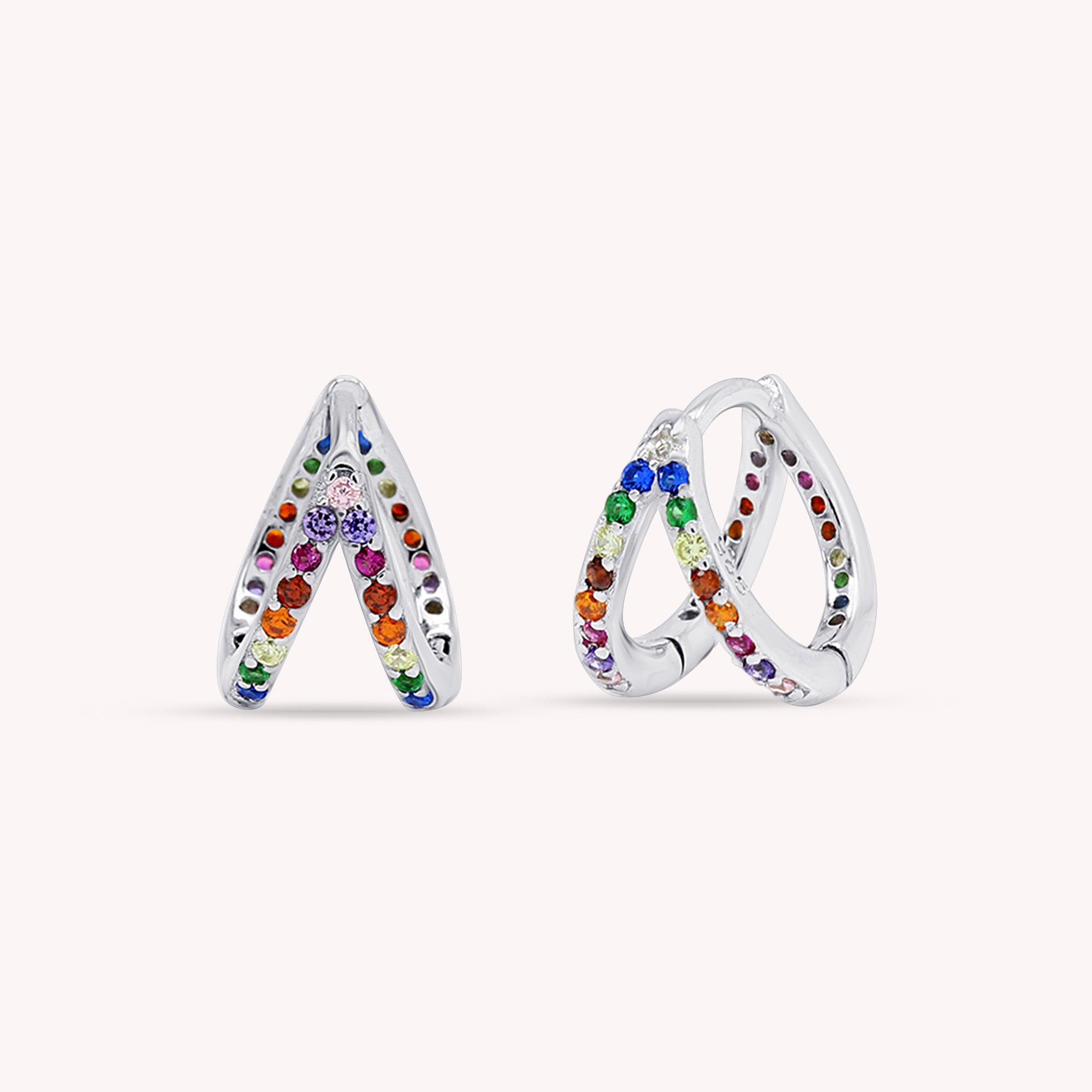 Small Tiny Infinite Hoop Earrings Multi Color Gemstone Earrings