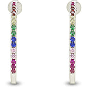 Inside Out Large Hoop Earrings Multi Color Gemstone Earrings