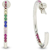 Inside Out Large Hoop Earrings Multi Color Gemstone Earrings